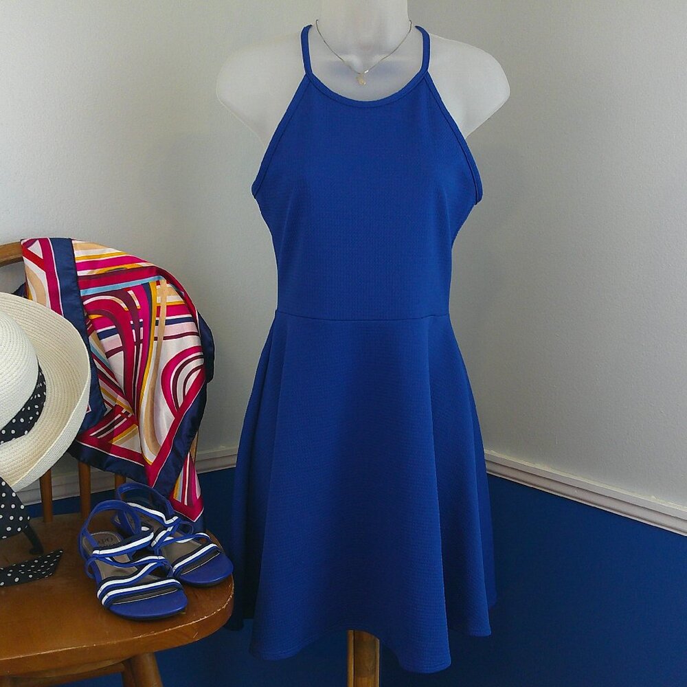 Olivia Rae Royal Blue Racer Back Skater Dress
